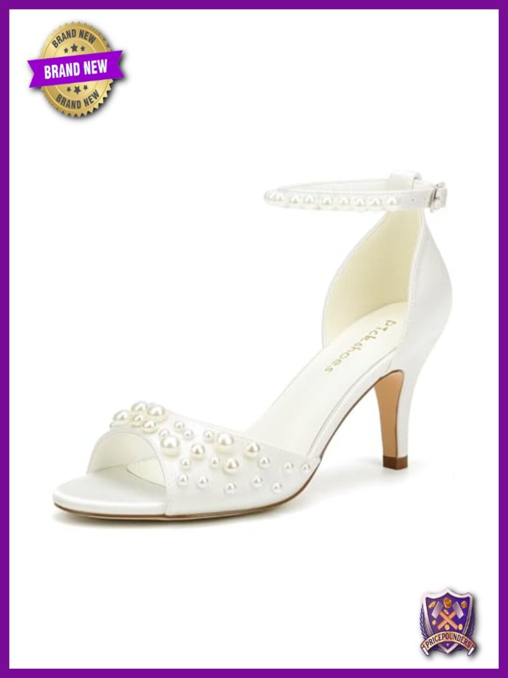 Pearl Embellished Open Toe Satin Wedding Heels